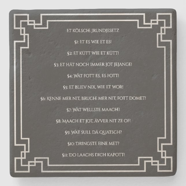 Posavasos De Piedra Das Kölsche Grundgesetz – Köln Cologne Jugendstil (Anverso)