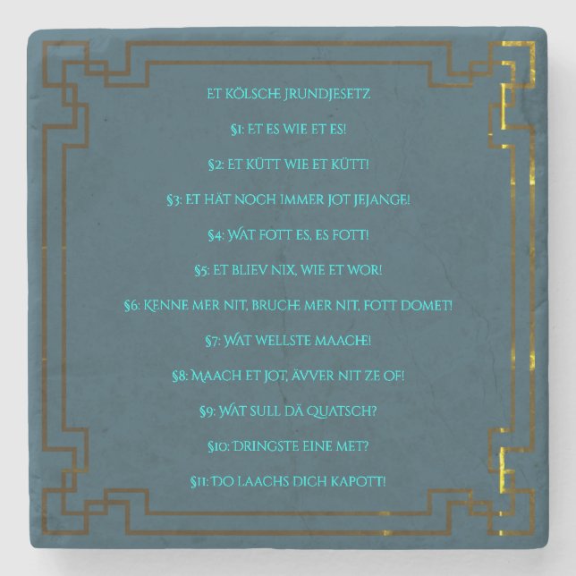 Posavasos De Piedra Das Kölsche Grundgesetz – Köln Cologne Jugendstil (Anverso)