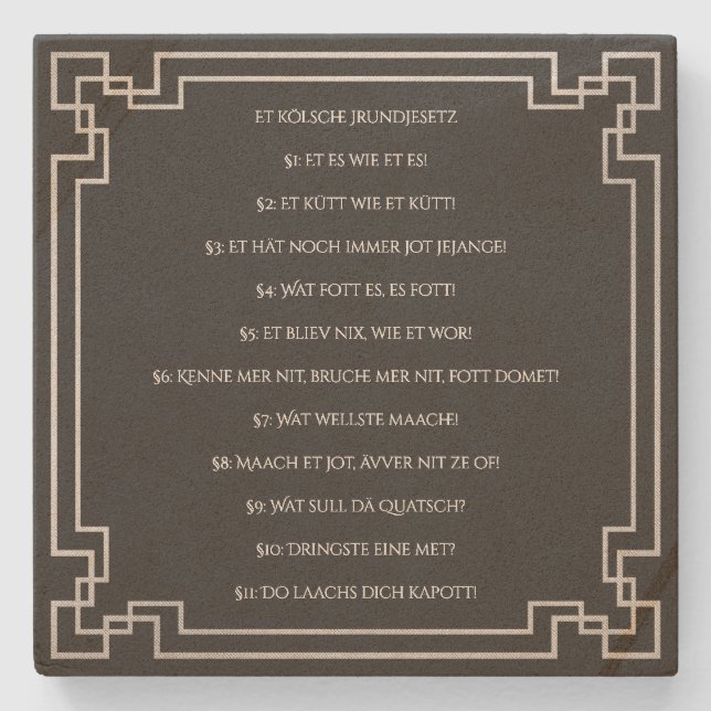 Posavasos De Piedra Das Kölsche Grundgesetz – Köln Cologne Jugendstil (Anverso)