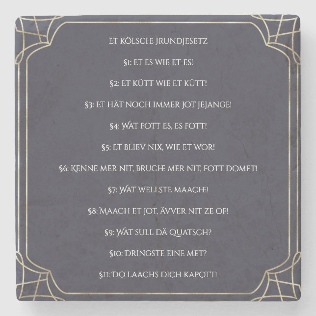 Posavasos De Piedra Das Kölsche Grundgesetz – Köln Cologne Jugendstil (Anverso)