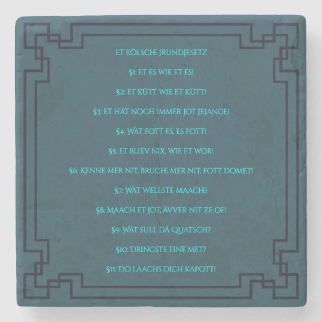 Posavasos De Piedra Das Kölsche Grundgesetz – Köln Cologne Jugendstil (Anverso)