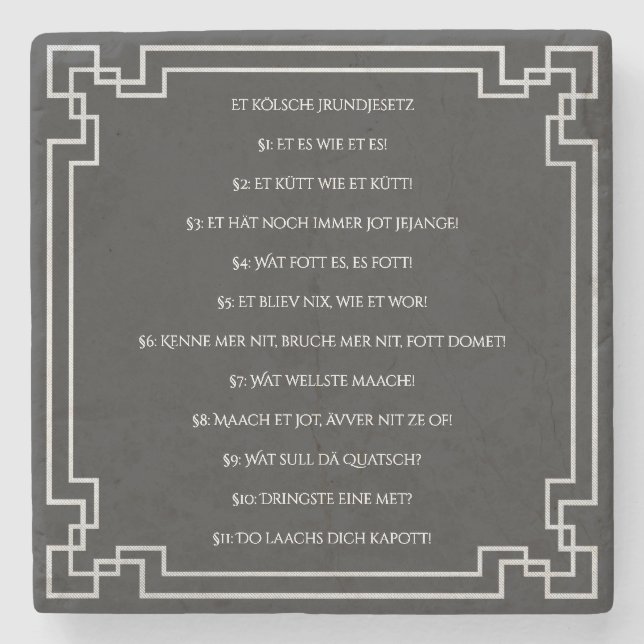 Posavasos De Piedra Das Kölsche Grundgesetz – Köln Cologne Jugendstil (Anverso)