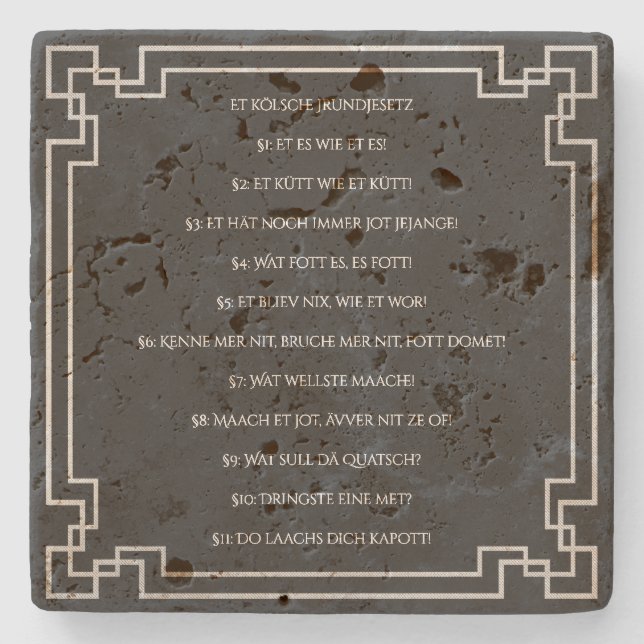 Posavasos De Piedra Das Kölsche Grundgesetz – Köln Cologne Jugendstil (Anverso)