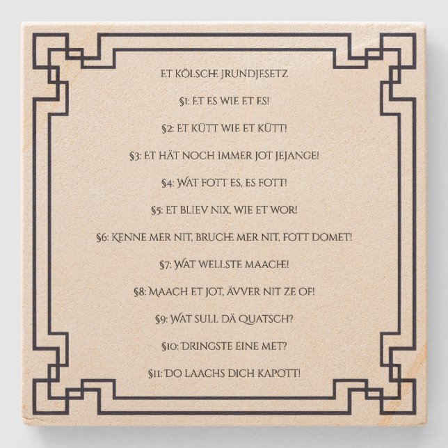 Posavasos De Piedra Das Kölsche Grundgesetz – Köln Cologne Jugendstil (Anverso)