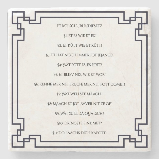 Posavasos De Piedra Das Kölsche Grundgesetz – Köln Cologne Jugendstil (Anverso)