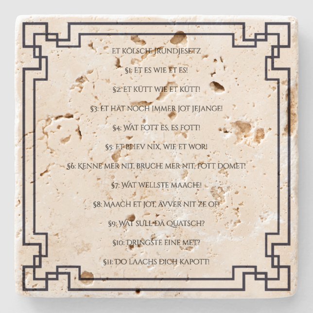 Posavasos De Piedra Das Kölsche Grundgesetz – Köln Cologne Jugendstil (Anverso)