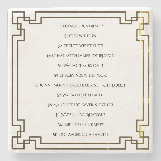 Posavasos De Piedra Das Kölsche Grundgesetz – Köln Cologne Jugendstil (Anverso)