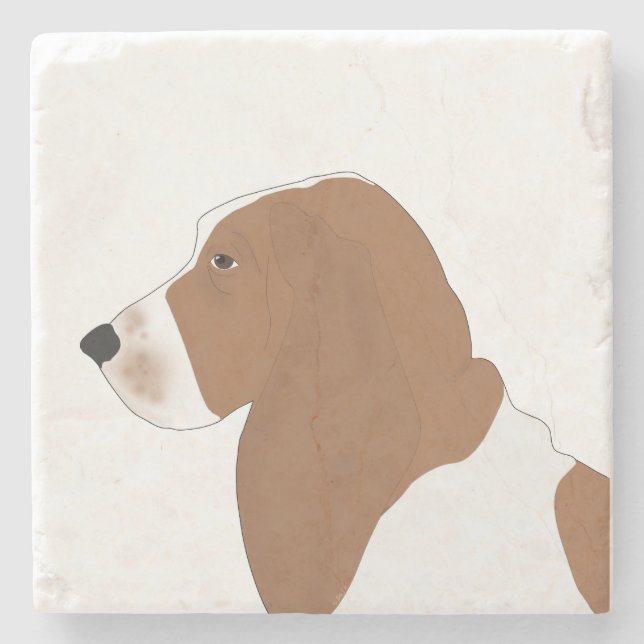 Posavasos de piedra de Basset Hound (Anverso)
