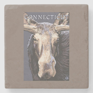Posavasos De Piedra De ConnecticutMoose cierre para arriba