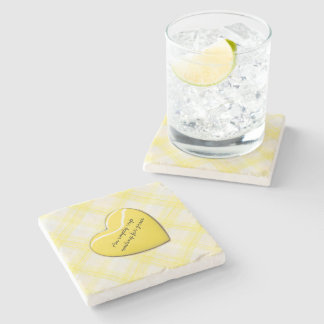 Posavasos de Piedra de Corazón de Cuadro Amarillo