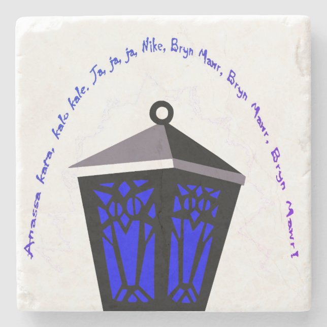 Posavasos de piedra de linterna de búho - Azul osc (Anverso)