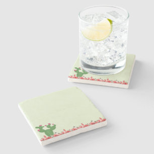 Posavasos de piedra de mármol Cactus verde Flores