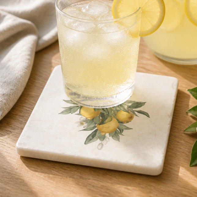 Posavasos de piedra de mármol con fruta de limón (Subido por el creador)