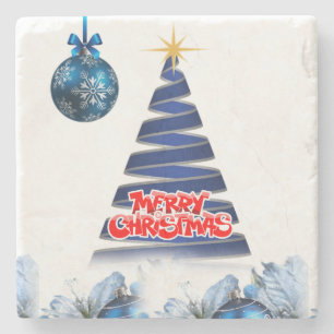 Posavasos de piedra de mármol de Navidad, Feliz Na