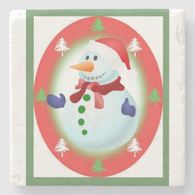 Posavasos de piedra de mármol de Navidad, muñeco d (Anverso)