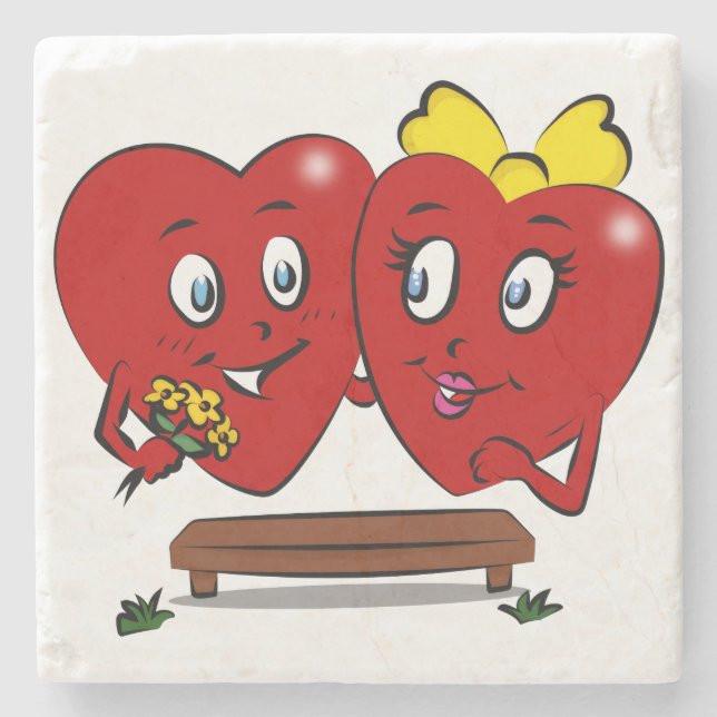 Posavasos de piedra de mármol Día de San Valentín  (Anverso)