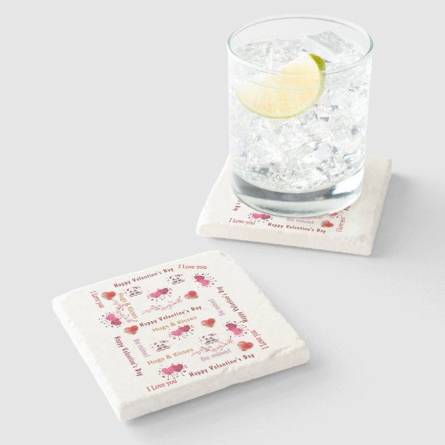 Posavasos de piedra de mármol Día de San Valentín  (Lateral)