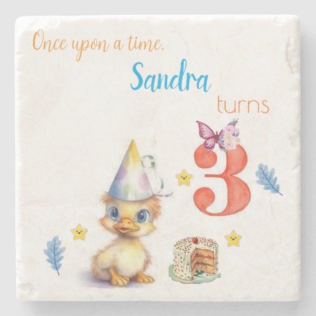 Posavasos de piedra de mármol Feliz cumpleaños Pas (Anverso)