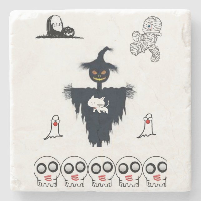 Posavasos de Piedra de Mármol Halloween (Anverso)