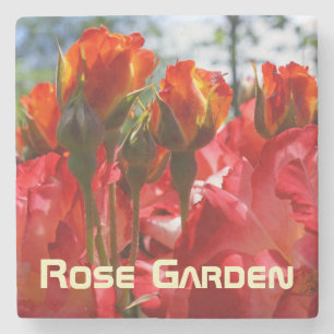 Posavasos de piedra de mármol jardín de rosas rosa