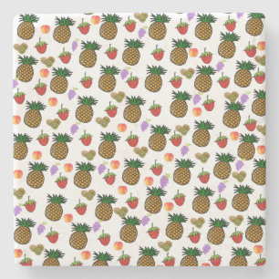 Posavasos de piedra de mármol piña fresas Fruta
