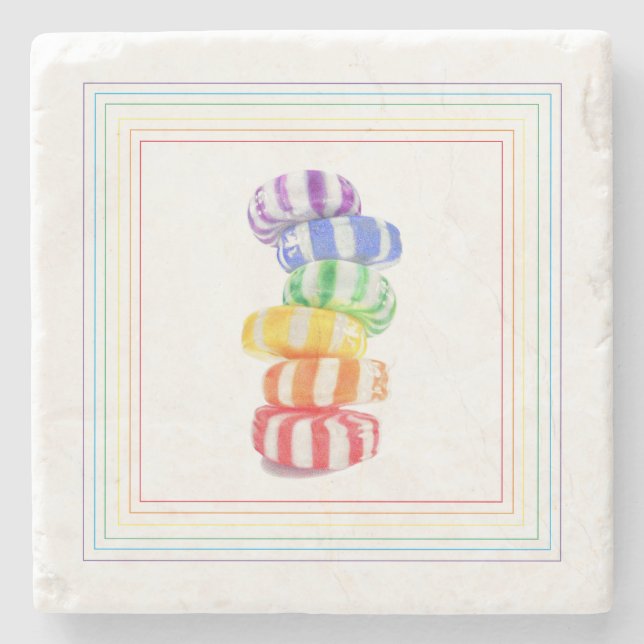 Posavasos de piedra de mármol RAINBOW CANDY (Anverso)