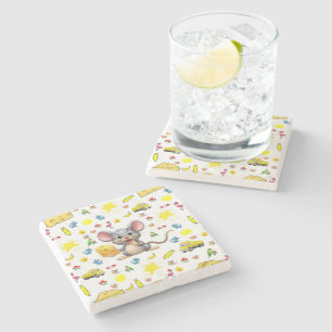 Posavasos de Piedra de Mármol Ratón Queso Amarillo