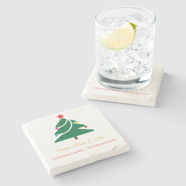 Posavasos de Piedra de Navidad con Motivos Navideñ (Lateral)