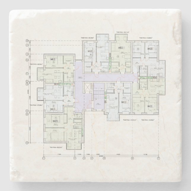 Posavasos de Piedra de Plano Arquitectónico (Anverso)