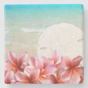 Posavasos de piedra de Plumeria hawaiana y dólar d