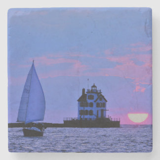Posavasos de piedra de puesta de sol