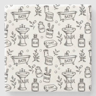 Posavasos De Piedra Decoración de Baño Vintage - Blanco/Negro