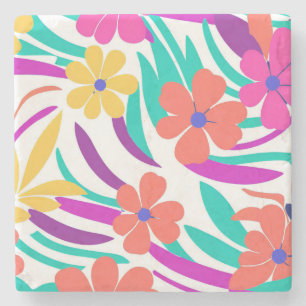 Posavasos De Piedra Decoración de primavera nostálgica y audaz de flor