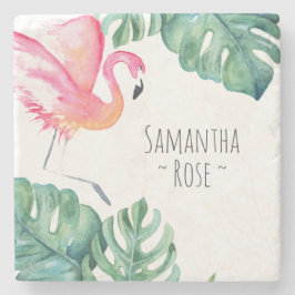 Posavasos De Piedra Decoración Flamingo Rosa Personalizada