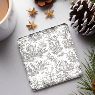 Posavasos De Piedra Decoración francesa Vintage Toile de Jouy en blanc