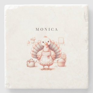 Posavasos De Piedra Decoración personalizada de pavo chic de otoño