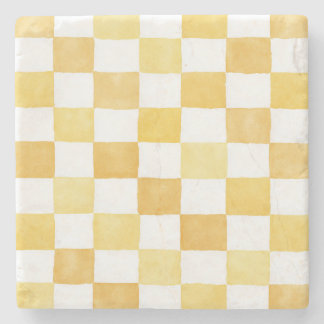 Posavasos de Piedra Decorativa de Cuadros Amarillo