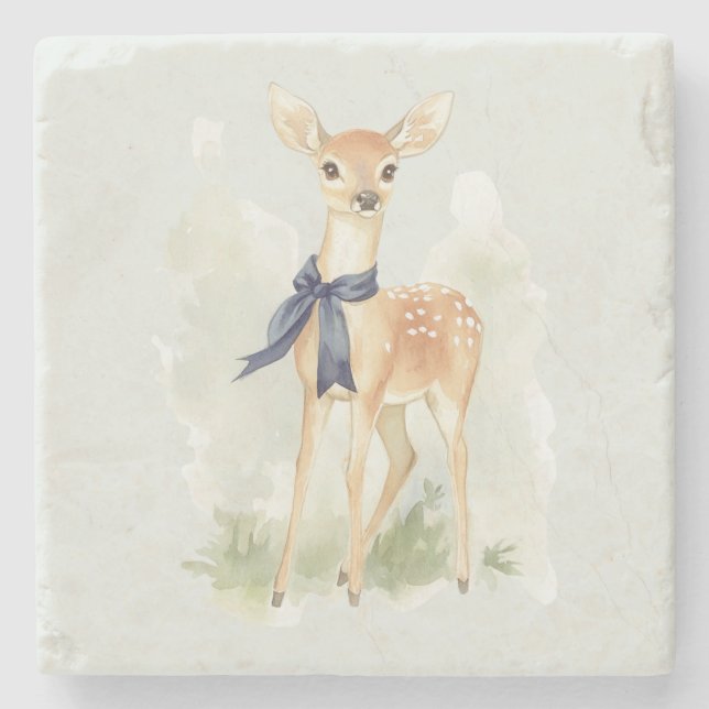 Posavasos De Piedra Deer with Blue Bow (Anverso)