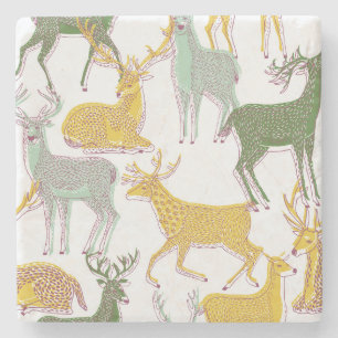 Posavasos De Piedra Deers geométricos: Ilustracion de patrón tradicion