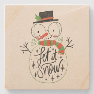 Posavasos De Piedra Dejemos que nieve nieve haga nevar a Snowman
