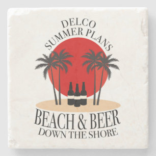 Posavasos De Piedra Delco Summer planea la playa y la cerveza a lo lar