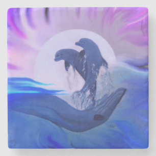 Posavasos De Piedra Delfines en la luna