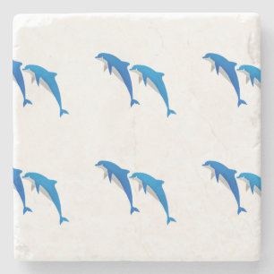POSAVASOS DE PIEDRA DELFINES GRIS Y AZULES DE VERANO
