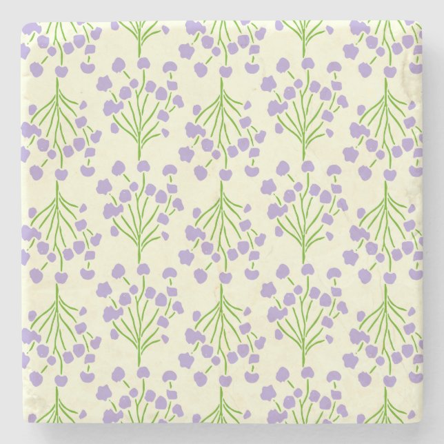 Posavasos De Piedra Delicate Climbing Leaves | Absorbent Soft Lavender (Anverso)