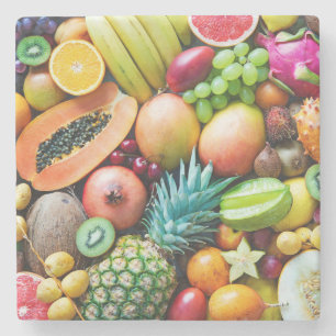 Posavasos De Piedra Deliciosa exhibición de frutas