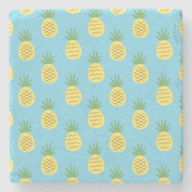 Posavasos De Piedra Delight de piña: Impresión de frutas tropicales (Anverso)