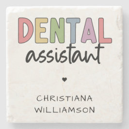 Posavasos De Piedra Dental Assistant de nombre personalizado