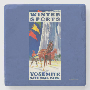 Posavasos De Piedra Deportes de invierno en Yosemite PosterYosemite,