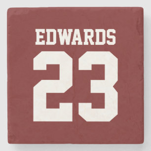Posavasos De Piedra Deportes de personalizado numerados con nombre