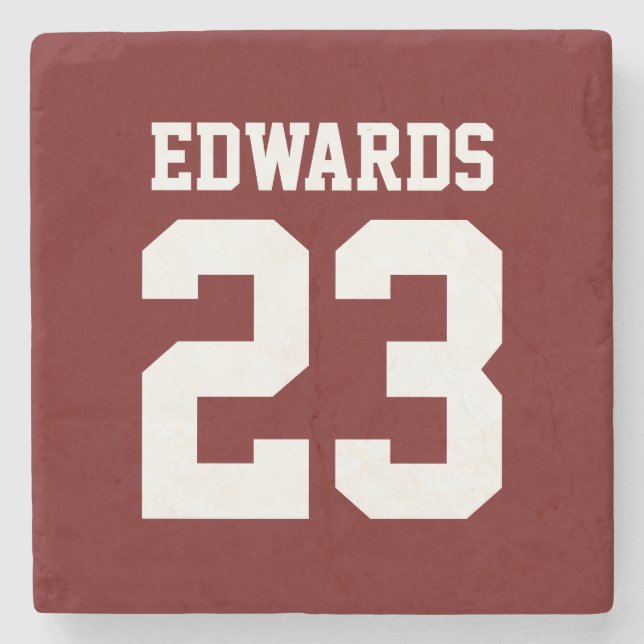 Posavasos De Piedra Deportes de personalizado numerados con nombre (Anverso)